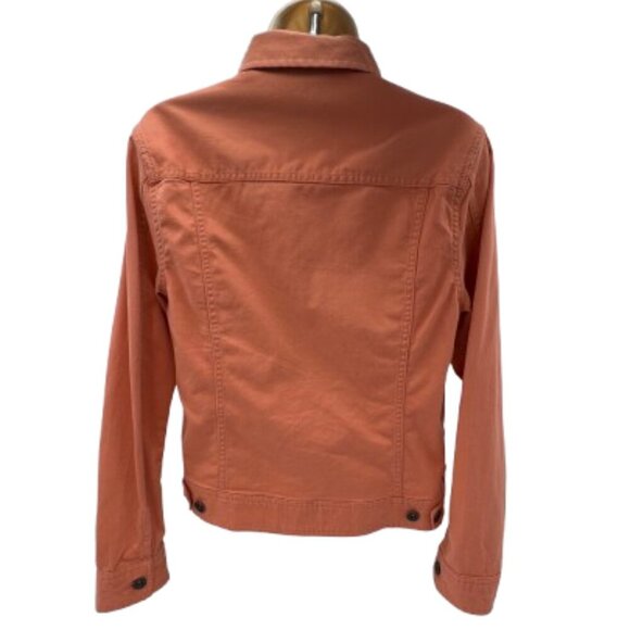 LL Bean Women's Size XS Petite Orange‎ Denim Button Up Jean Jacket - Picture 3 of 10